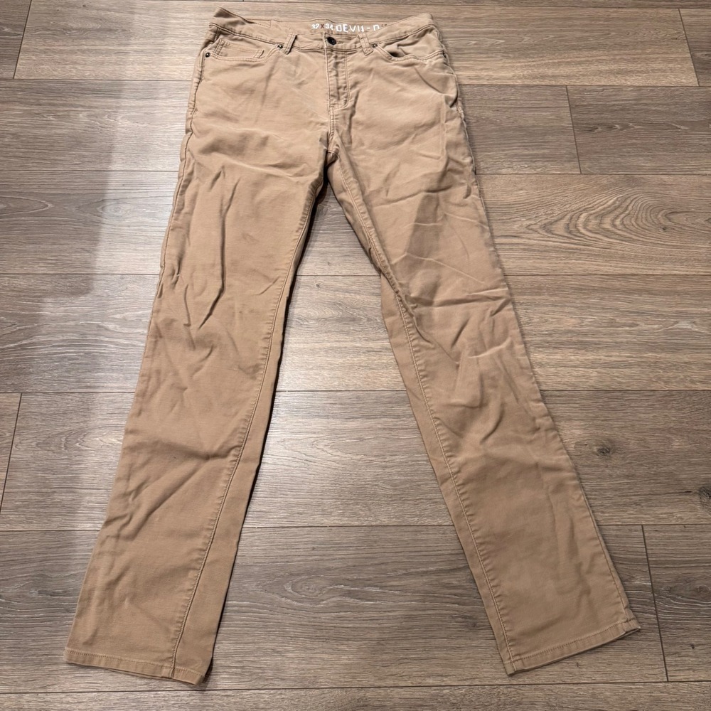 Devil-Dog Dungarees Mens Slim Fit Khaki Tan Pants 32x34 Textured Twill Chino